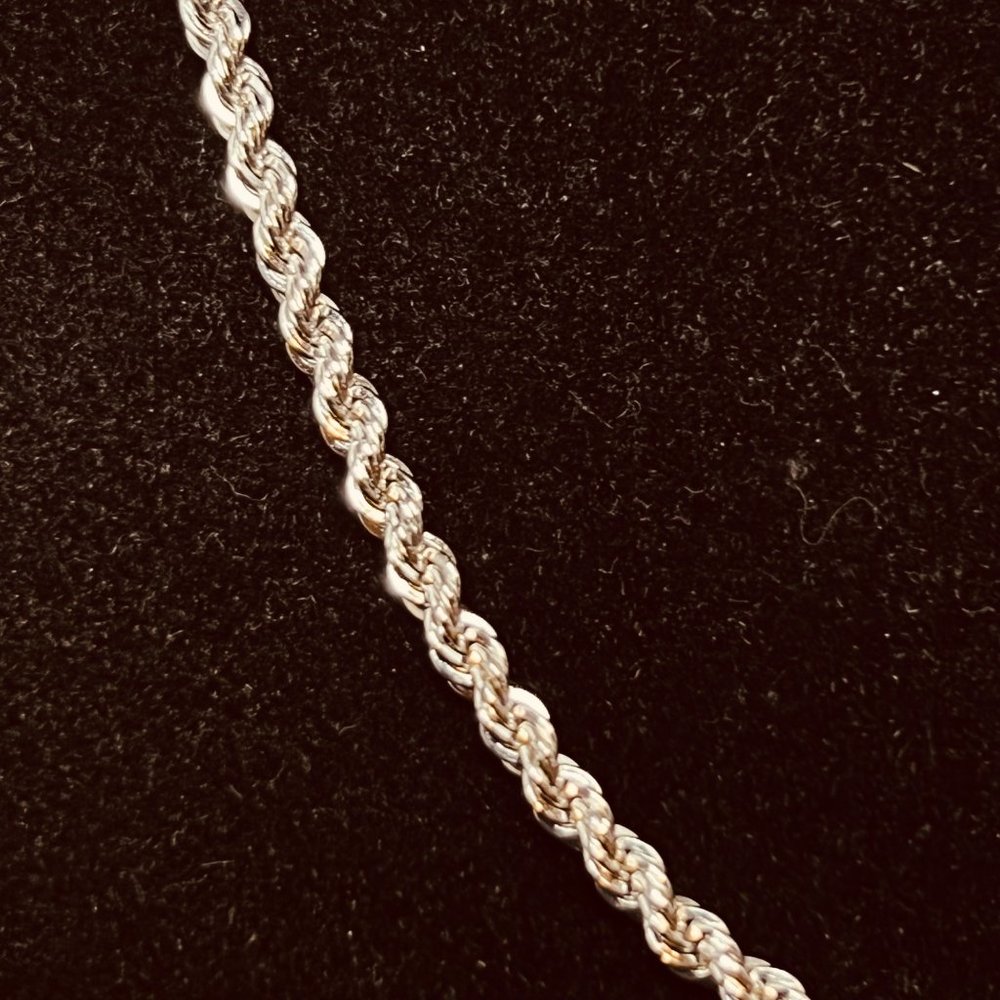 Monet Silver Tone Rope Chain Necklace 16" (3847) - Picture 2 of 6